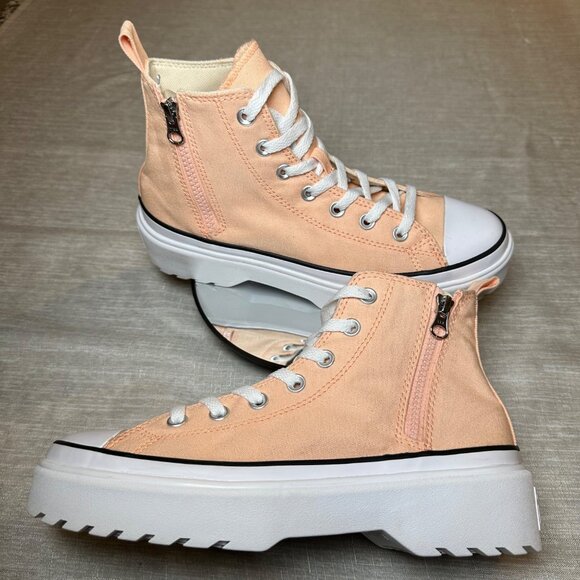 Converse Chuck Taylor All Star Lift Hi Platform Sneakers Peach Canvas Women’s 7 - Picture 1 of 8